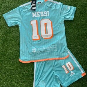 Kids XL-Messi Kids #10 Inter Miami Aqua Jersey 24-25